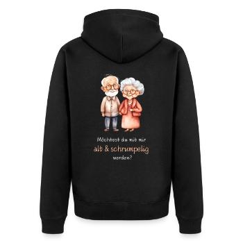 Do you want to grow old and wrinkled with me? - Unisex Premium Organic Zip Hoodie - black - Back - Nico (187cm)