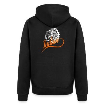 Indianer - Unisex Premium Bio Zip Hoodie - Schwarz - Hinten - Nico (187cm)
