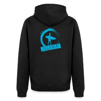 Surfing - Unisex Premium Bio Zip Hoodie - Schwarz - Hinten - Nico (187cm)