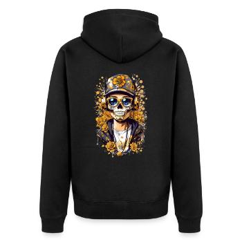 Crâne de sucre doré - Veste à capuche bio Premium Unisexe - noir - Dos - Nico (187cm)