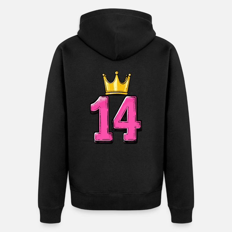 Couronne à 14 chiffres - Veste à capuche bio Premium Unisexe - noir