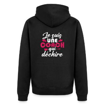 Je suis une coach qui déchire - Veste à capuche bio Premium Unisexe - noir - Dos - Nico (187cm)
