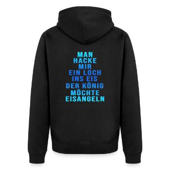 eisangeln angeln eisangler winterangeln angelkönig - Unisex Premium Bio Zip Hoodie - Schwarz - Hinten - Nico (187cm)