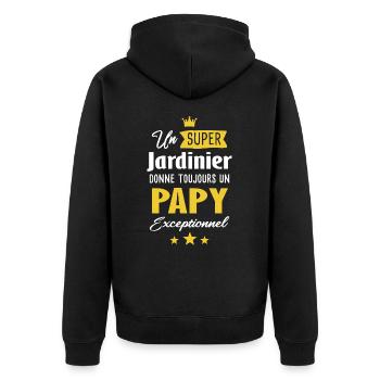 Jardinier papy cadeau drôle jardin papi jardinage - Veste à capuche bio Premium Unisexe - noir - Dos - Nico (187cm)