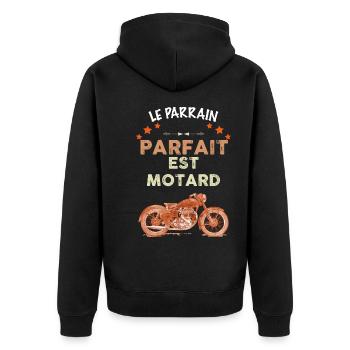 Le Parrain Parfait Est Motard Cadeau Homme - Veste à capuche bio Premium Unisexe - noir - Dos - Nico (187cm)