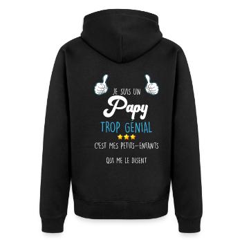 Papy Trop Génial C'est Mon Papi Idée Cadeau - Veste à capuche bio Premium Unisexe - noir - Dos - Nico (187cm)