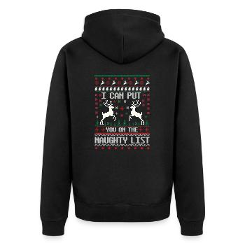 Nice Naughty versuchte mein bestes hässliches Weihnachten - Unisex Premium Bio Zip Hoodie - Schwarz - Hinten - Nico (187cm)