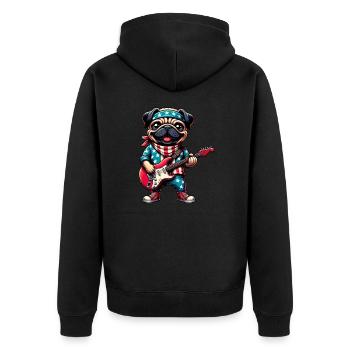 Pug Guitarist - Unisex Premium Organic Zip Hoodie - black - Back - Nico (187cm)
