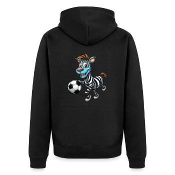 Zebra Footballer - L’élégance sur le terrain de football. - Veste à capuche bio Premium Unisexe - noir - Dos - Nico (187cm)