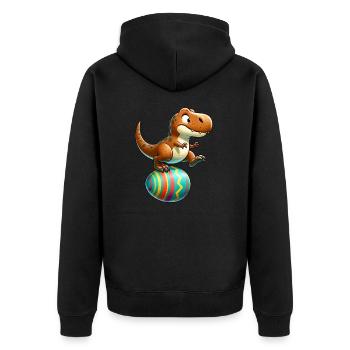 Dancing T-Rex, Easter Eggshell Fun - Unisex Premium Organic Zip Hoodie - black - Back - Nico (187cm)