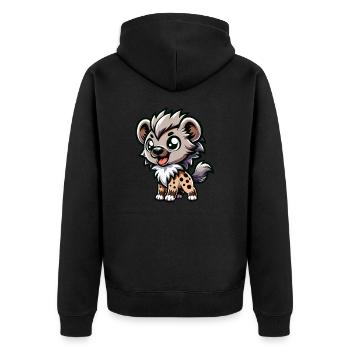 Bande dessinée de hyène mignonne et conception de dessins animés - Veste à capuche bio Premium Unisexe - noir - Dos - Nico (187cm)
