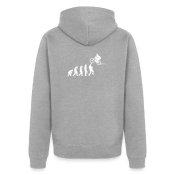 Downhill Biking Biker I MTB I Mountain Bike - Unisex Premium Bio Zip Hoodie - Grau meliert - Hinten - Nico (187cm)