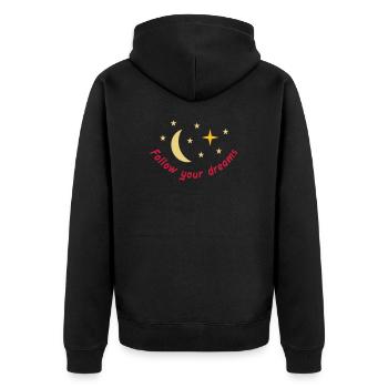 Suivez vos rêves (Lune, Étoiles) - Veste à capuche bio Premium Unisexe - noir - Dos - Nico (187cm)
