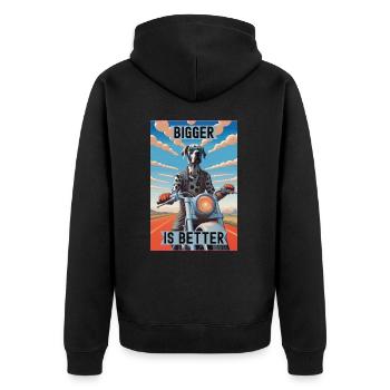 Plus c’est gros, mieux c’est : le grand danois à moto - Veste à capuche bio Premium Unisexe - noir - Dos - Nico (187cm)
