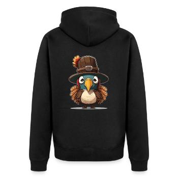 Thanksgiving Truthahn - Unisex Premium Bio Zip Hoodie - Schwarz - Hinten - Nico (187cm)