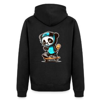 Panda Skate Co. - Unisex Premium Bio Zip Hoodie - Schwarz - Hinten - Nico (187cm)