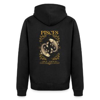 Pisces Zodiac Sign - Unisex Premium Organic Zip Hoodie - black - Back - Nico (187cm)