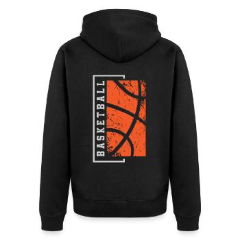 Basketball Basketballer - Unisex Premium Bio Zip Hoodie - Schwarz - Hinten - Nico (187cm)