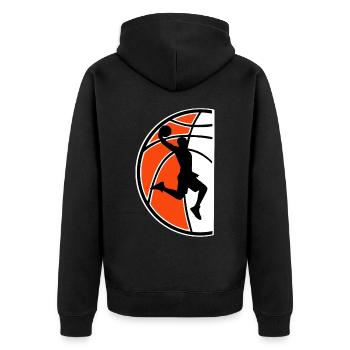 Basketball Basketballer - Unisex Premium Bio Zip Hoodie - Schwarz - Hinten - Nico (187cm)