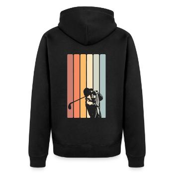 Golf Golfer Retro Vintage - Unisex Premium Bio Zip Hoodie - Schwarz - Hinten - Nico (187cm)