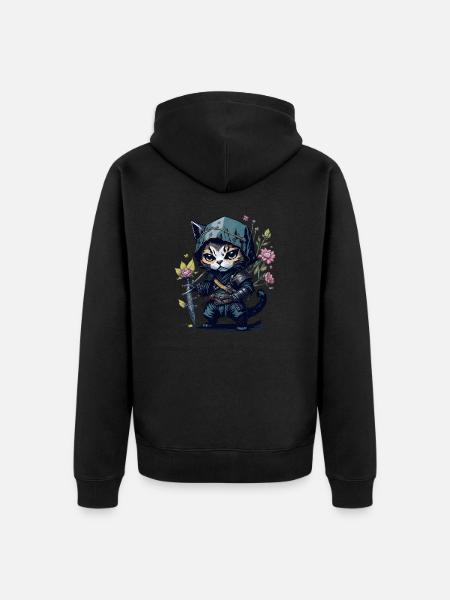 Die Ninja-Katze – einzigartig und furchtlos - Unisex Premium Bio Zip Hoodie - Schwarz