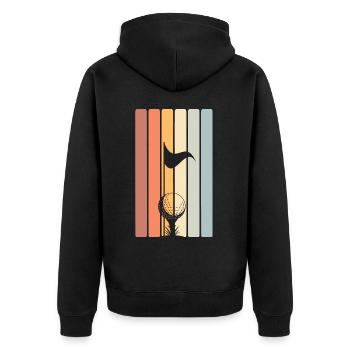 Golf Golfer - Unisex Premium Bio Zip Hoodie - Schwarz - Hinten - Nico (187cm)