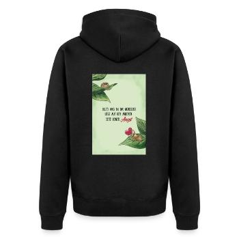 Dicton inspirant pour le courage avec des araignées mignonnes - Veste à capuche bio Premium Unisexe - noir - Dos - Nico (187cm)