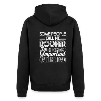 Roofer Call Me Roofer Dad - Unisex Premium Organic Zip Hoodie - black - Back - Nico (187cm)