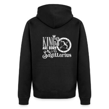 Sagittarius Kings Are Born As Sagittarius - Unisex Premium Organic Zip Hoodie - black - Back - Nico (187cm)