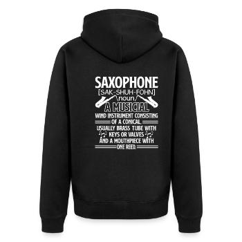 Saxophone Saxophone Definition - Unisex Premium Organic Zip Hoodie - black - Back - Nico (187cm)