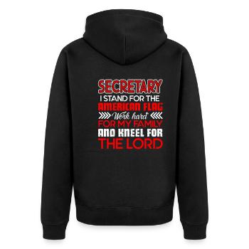 Secretary Secretary I Stand For The Flag - Unisex Premium Organic Zip Hoodie - black - Back - Nico (187cm)