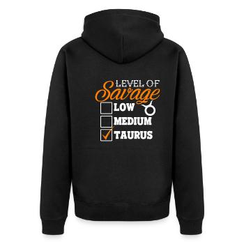 Taurus Level of savage Taurus - Unisex Premium Organic Zip Hoodie - black - Back - Nico (187cm)