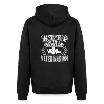 Veterinarian Keep Calm Veterinarian - Unisex Premium Organic Zip Hoodie - black - Back - Nico (187cm)