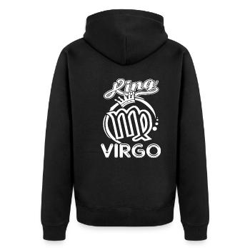 Virgo King Virgo - Unisex Premium Organic Zip Hoodie - black - Back - Nico (187cm)