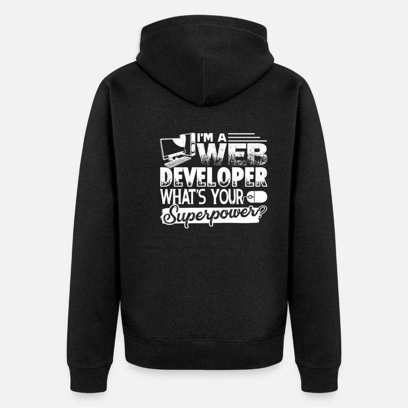 Web Developer Web Developer Superpower - Unisex Premium Organic Zip Hoodie - black