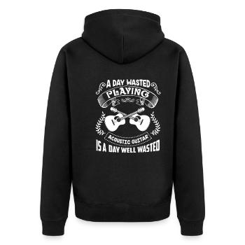 Acoustic Guitar A Day Playing Acoustic Guitar - Unisex Premium Organic Zip Hoodie - black - Back - Nico (187cm)