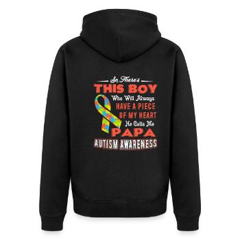 Autism Awareness PAPA Autism Awareness - Unisex Premium Organic Zip Hoodie - black - Back - Nico (187cm)