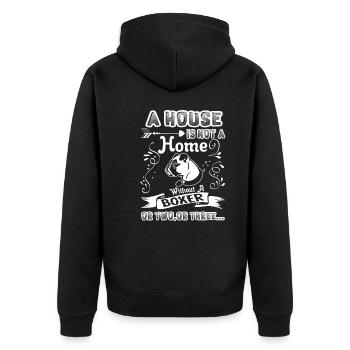 Boxer Home Without Boxer - Unisex Premium Organic Zip Hoodie - black - Back - Nico (187cm)