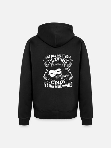 Cello A Day Playing Cello - Unisex Premium Organic Zip Hoodie - black