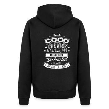 Curator Being A Good Curator - Unisex Premium Organic Zip Hoodie - black - Back - Nico (187cm)