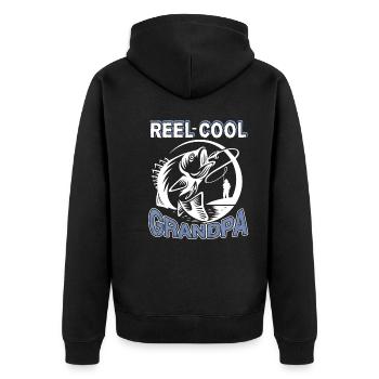Fishing Reel Cool Grandpa Fishing - Unisex Premium Organic Zip Hoodie - black - Back - Nico (187cm)