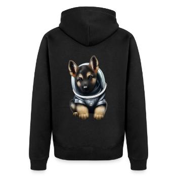 German Shepherd Astronaut - Unisex Premium Organic Zip Hoodie - black - Back - Nico (187cm)