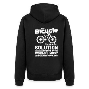 Bicycle Bicycle Is A Simple Solution - Unisex Premium Organic Zip Hoodie - black - Back - Nico (187cm)