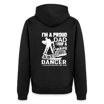 Dancer Proud Dancer Dad - Unisex Premium Organic Zip Hoodie - black - Back - Nico (187cm)