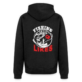 Fishing Fishing For Likes - Unisex Premium Organic Zip Hoodie - black - Back - Nico (187cm)
