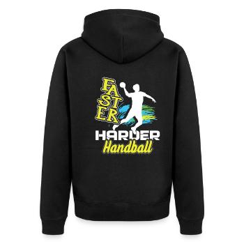 Handball Faster Harder Handball - Unisex Premium Organic Zip Hoodie - black - Back - Nico (187cm)