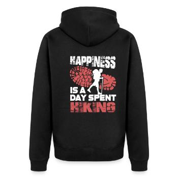 Hiking Happiness Is A Day Spent Hiking - Unisex Premium Organic Zip Hoodie - black - Back - Nico (187cm)