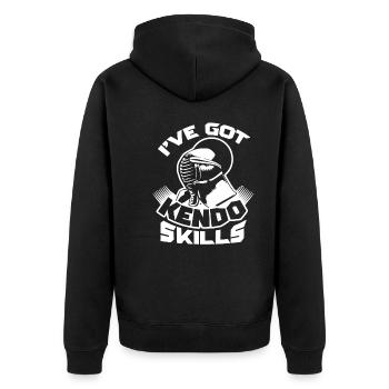 Kendo I've Got Kendo Skills - Unisex Premium Organic Zip Hoodie - black - Back - Nico (187cm)