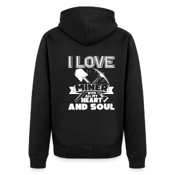 Miner I Love Miner - Unisex Premium Organic Zip Hoodie - black - Back - Nico (187cm)