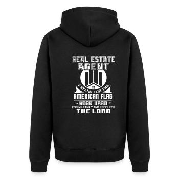 Real Estate Agent Real Estate Agent Stand For - Unisex Premium Organic Zip Hoodie - black - Back - Nico (187cm)